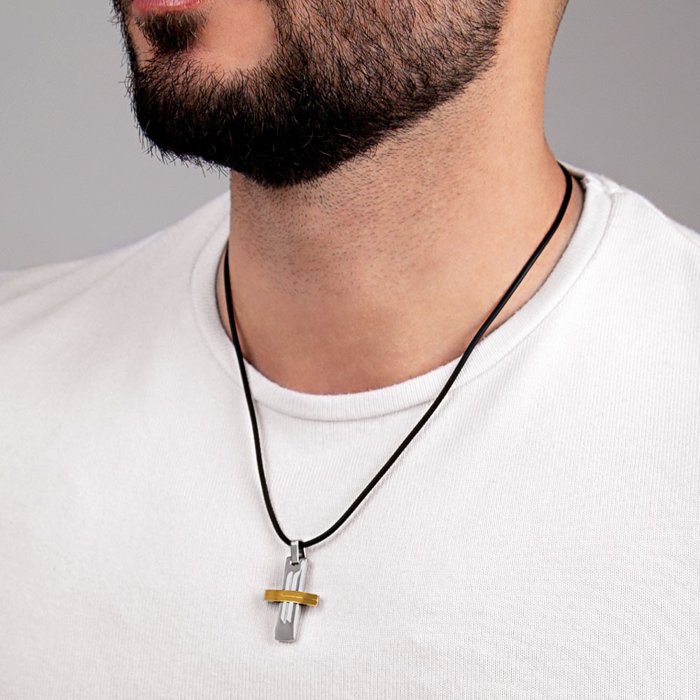 Collar acero hombre Cruz lisa moda tendencia joven