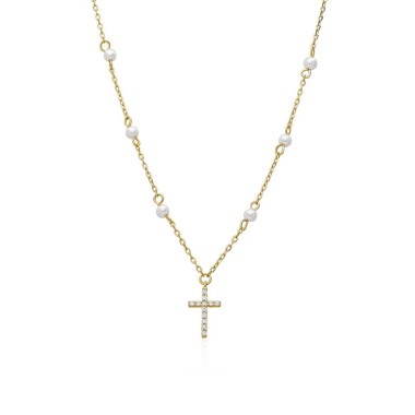 Collier Croix Perles...