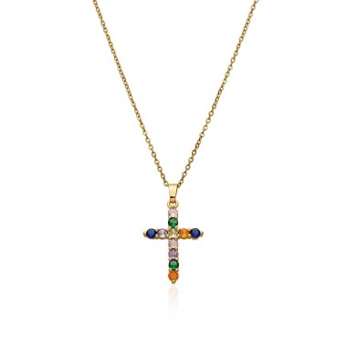 Collier Croix Multicolore...