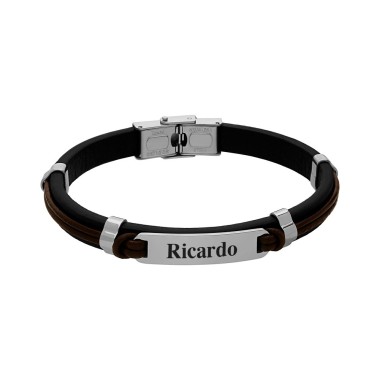 Bracciale Pelle Nera e...